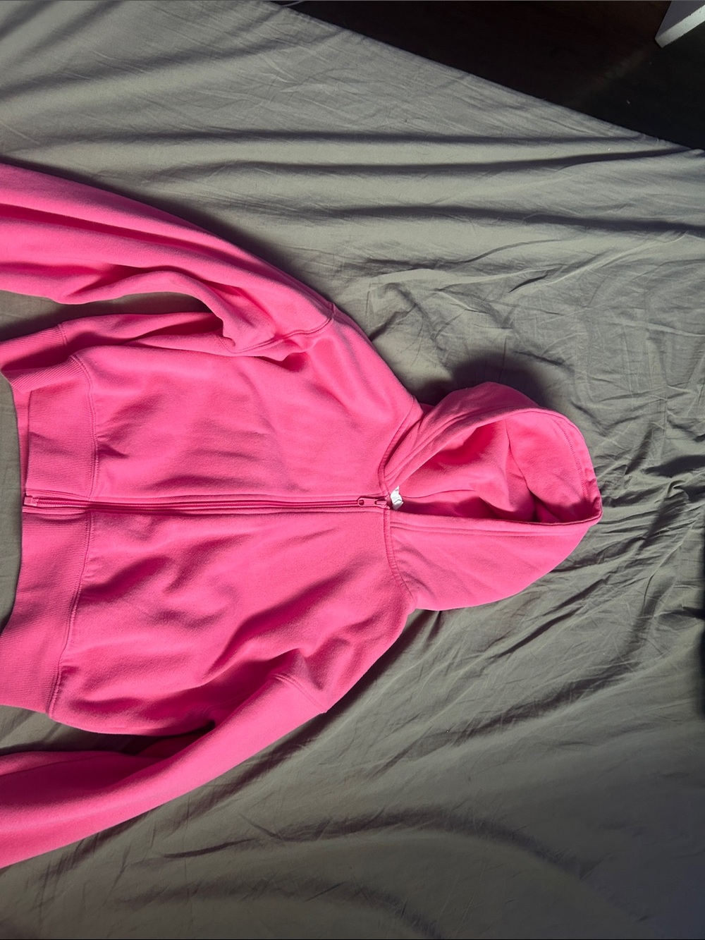 Ardene Hot Pink cropped Hoodie Full-Zip Teddy Jacket